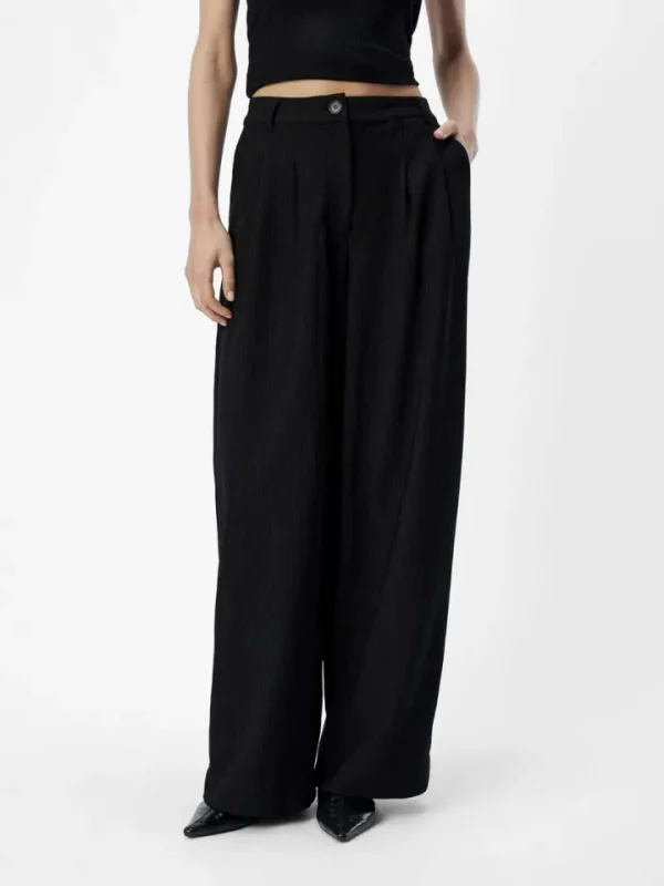 Object Pants<Rilla Mid-Rise Loose Trousers (Black)