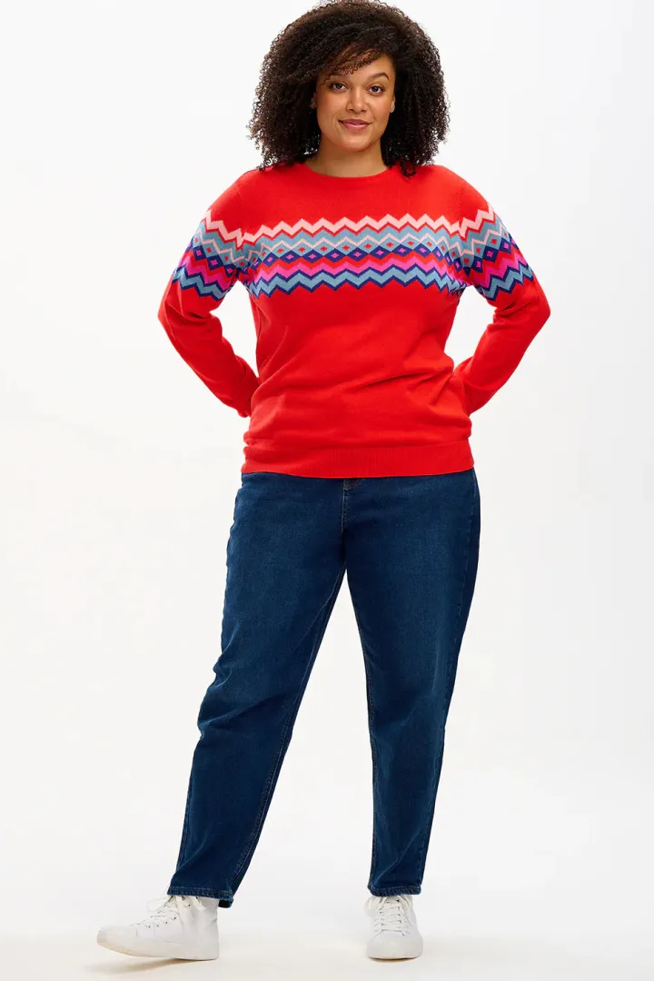 rita_jumper_redfairisle_s_0.webp Sugarhill Jumpers & Cardigans<RITA JUMPER (RED/FAIRISLE STRIPE)