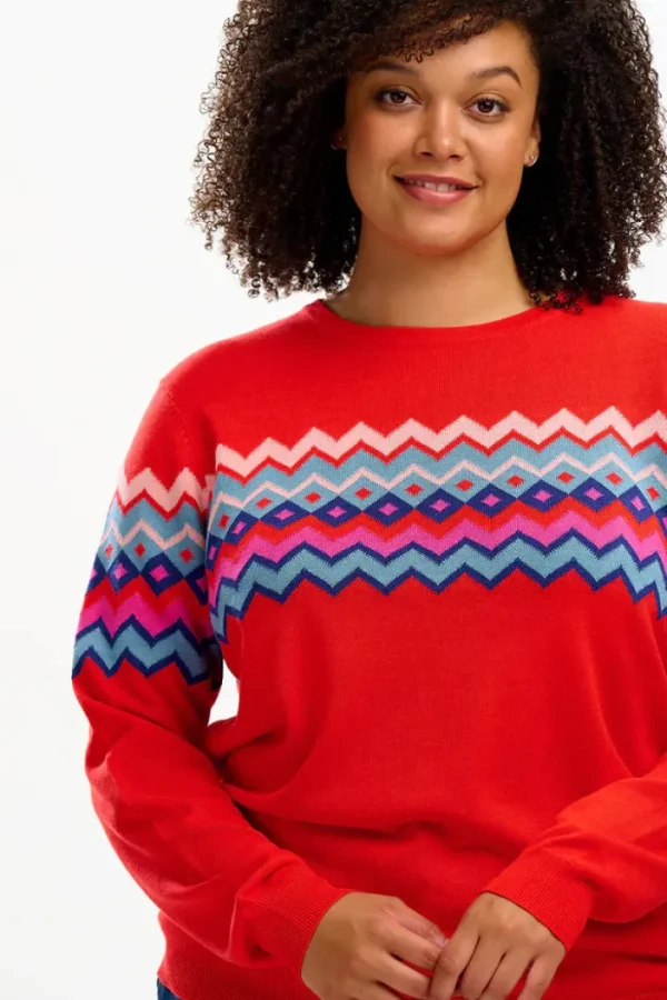 Sugarhill Jumpers & Cardigans<RITA JUMPER (RED/FAIRISLE STRIPE)