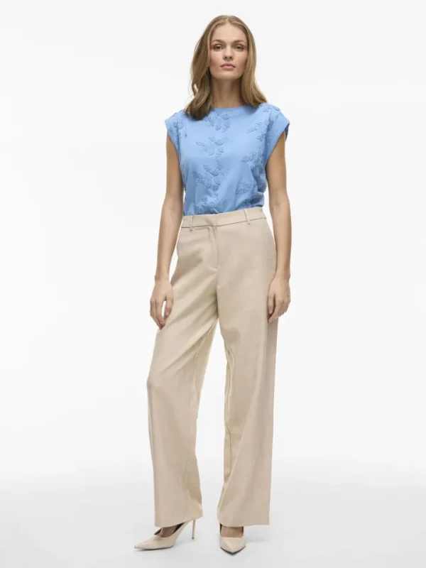 Vila Pants | Co-Ords<Rossa Wide Leg Pants (Super Light/Natural Melange)