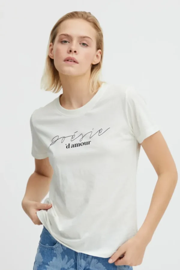 Ichi T-Shirts<Runela Slogan T-Shirt (Cloud Dancer)