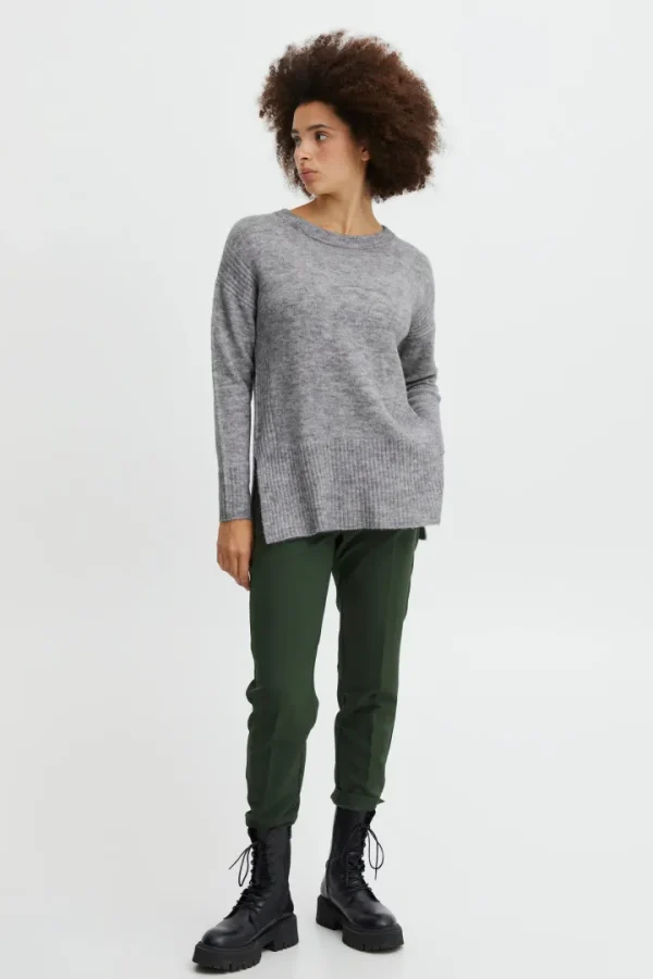 Ichi Jumpers & Cardigans<SAM JUMPER (GREY MELANGE)