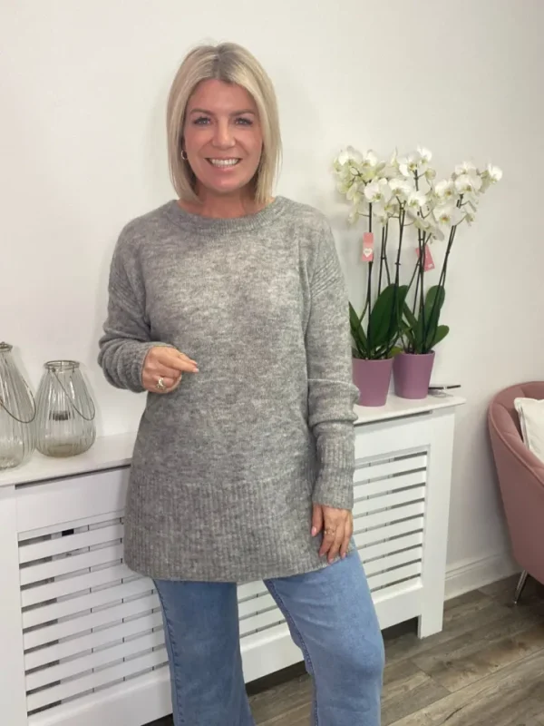 Ichi Jumpers & Cardigans<SAM JUMPER (GREY MELANGE)