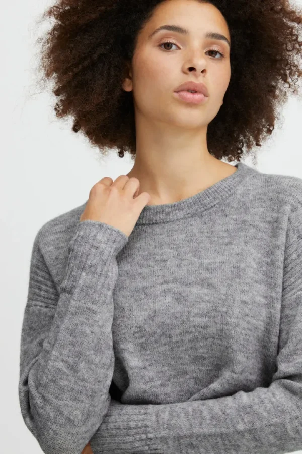 Ichi Jumpers & Cardigans<SAM JUMPER (GREY MELANGE)