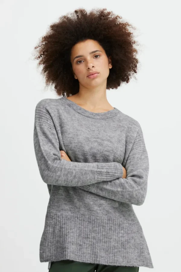 Ichi Jumpers & Cardigans<SAM JUMPER (GREY MELANGE)