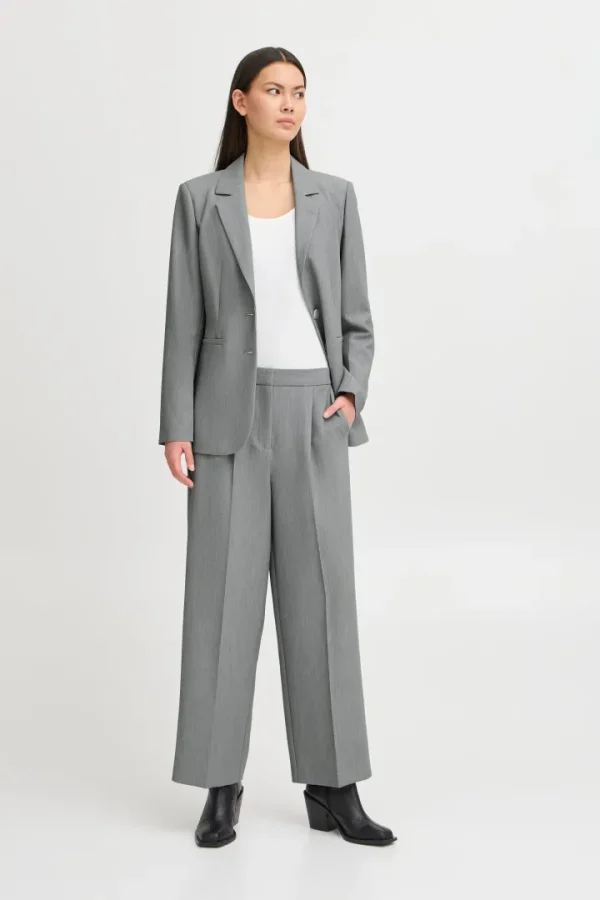 Ichi Pants | Co-Ords<Sarla Wide Leg Trousers ( Melange)