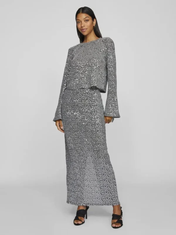 Vila Co-Ords<Savannah Glitter Maxi Skirt (Silver)