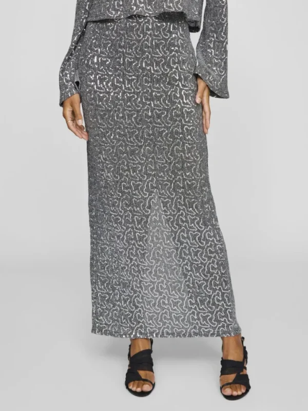 Vila Co-Ords<Savannah Glitter Maxi Skirt (Silver)