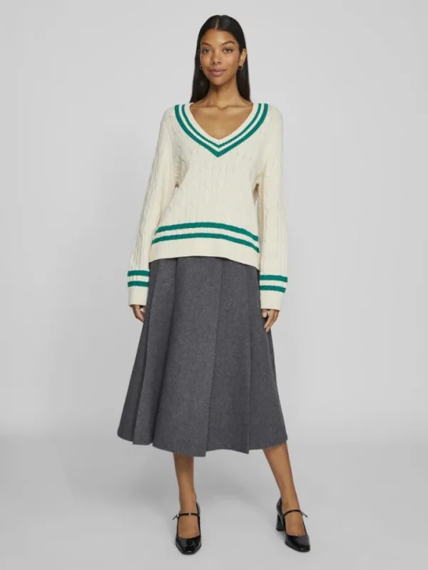 Vila Jumpers & Cardigans<Senna V-Neck Jumper (Birch/Tramarin)