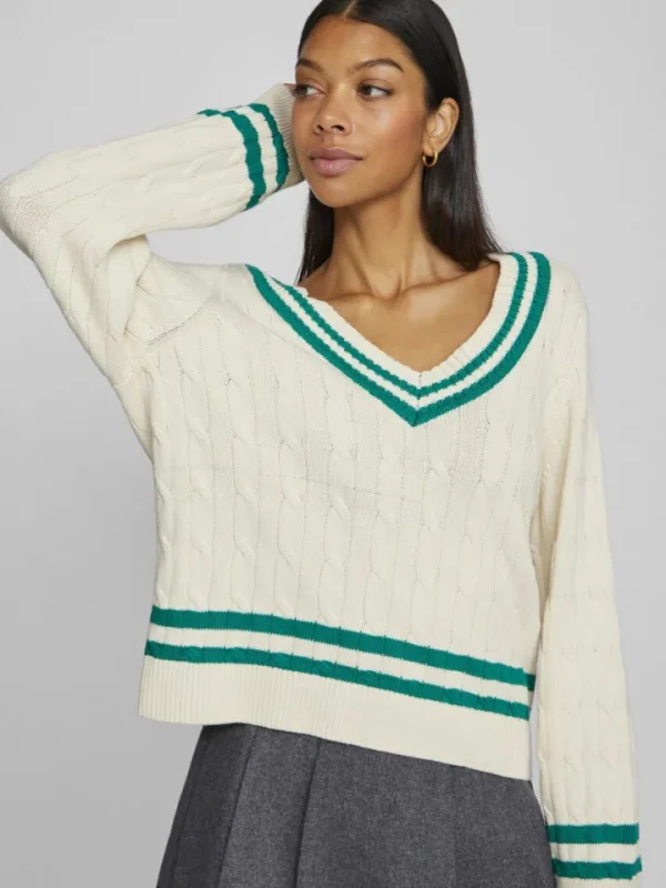 Vila Jumpers & Cardigans<Senna V-Neck Jumper (Birch/Tramarin)