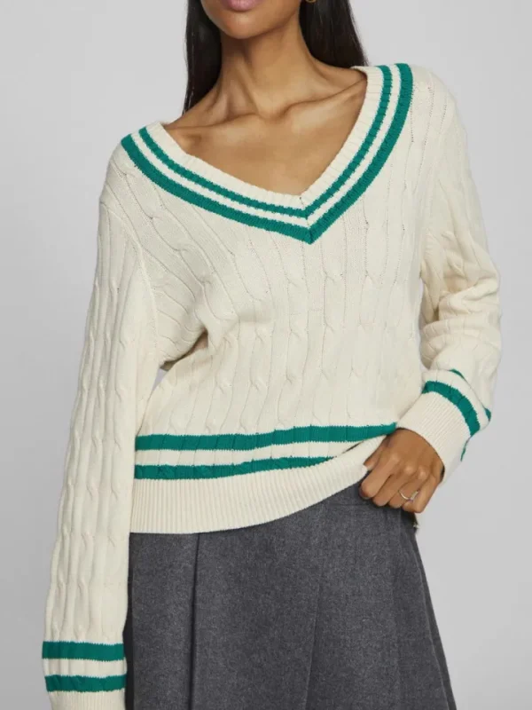 Vila Jumpers & Cardigans<Senna V-Neck Jumper (Birch/Tramarin)