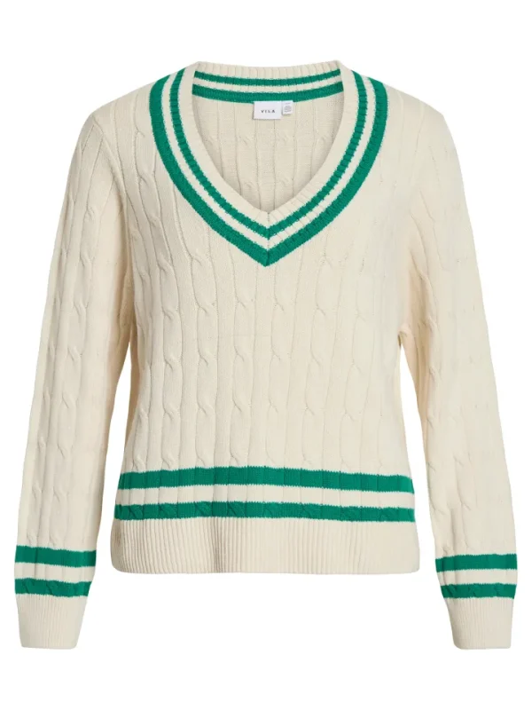 Vila Jumpers & Cardigans<Senna V-Neck Jumper (Birch/Tramarin)