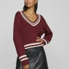 Vila Jumpers & Cardigans<Senna V-Neck Jumper (Cabernet/Birch)