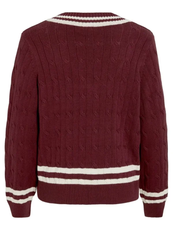 Vila Jumpers & Cardigans<Senna V-Neck Jumper (Cabernet/Birch)