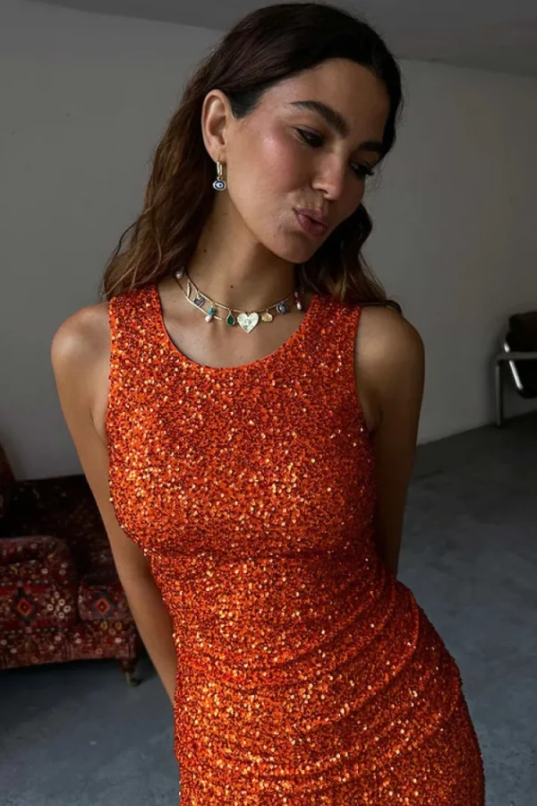 Never Fully Dressed Co-Ords | Occasionwear<Sequin Tank Top (Rust)