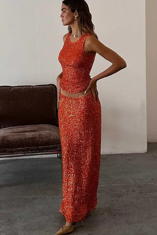 Never Fully Dressed Co-Ords | Occasionwear<Sequin Tank Top (Rust)
