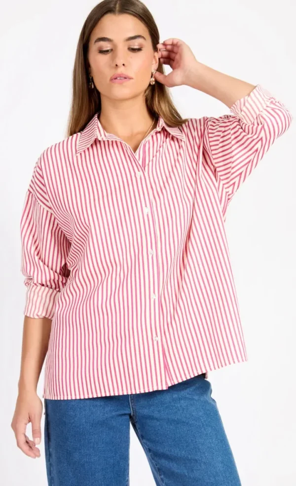 Little Mistress Shirts & Blouses<Serena Stripe Shirt (Pink/Cream)