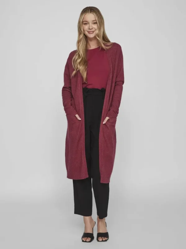 Vila Jumpers & Cardigans<Sian Longline Cardigan (Beet Red)