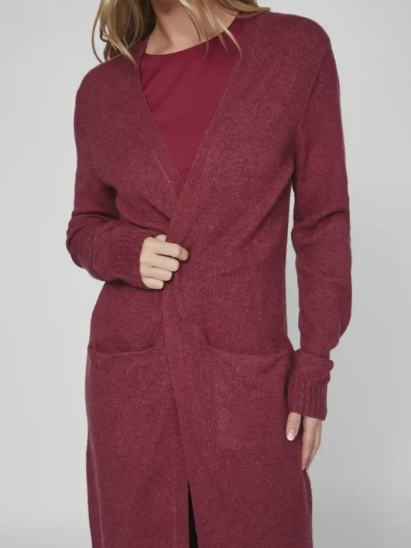 Vila Jumpers & Cardigans<Sian Longline Cardigan (Beet Red)