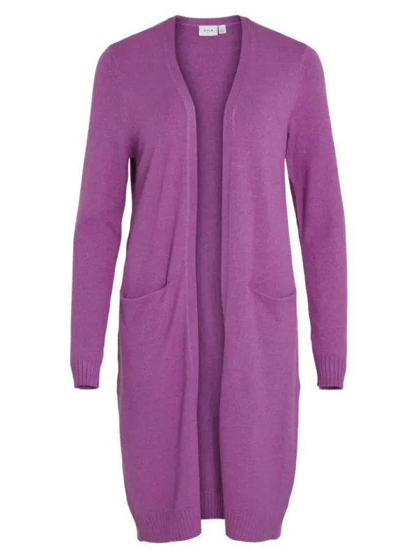 Vila Jumpers & Cardigans<Sian Longline Cardigan (Cattleya Orchid/Dark Melange)
