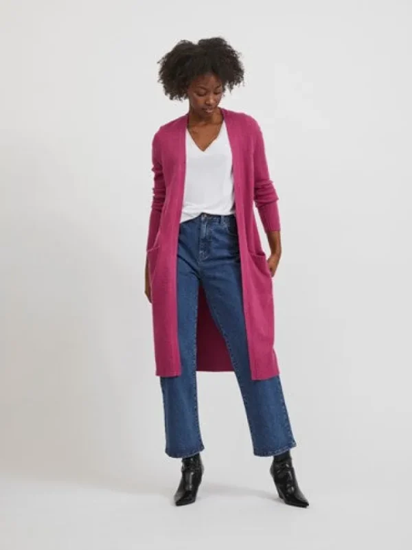 Vila Jumpers & Cardigans<SIAN LONGLINE CARDIGAN (MAGENTA HAZE)