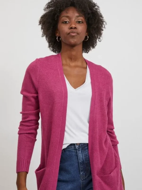 Vila Jumpers & Cardigans<SIAN LONGLINE CARDIGAN (MAGENTA HAZE)