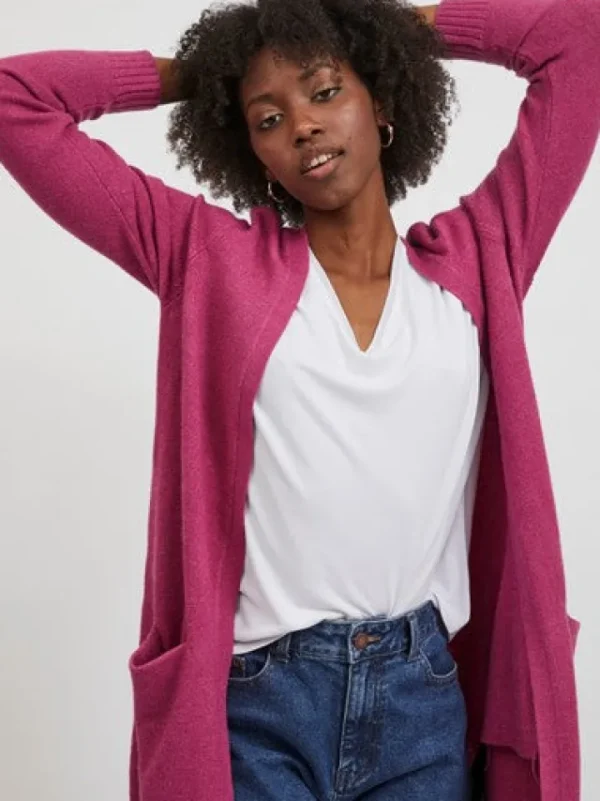 Vila Jumpers & Cardigans<SIAN LONGLINE CARDIGAN (MAGENTA HAZE)