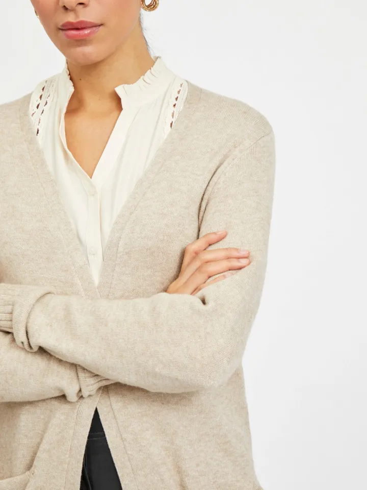 sian_longline_cardigan_na_2-1.webp Vila Jumpers & Cardigans<Sian Longline Cardigan (Natural)
