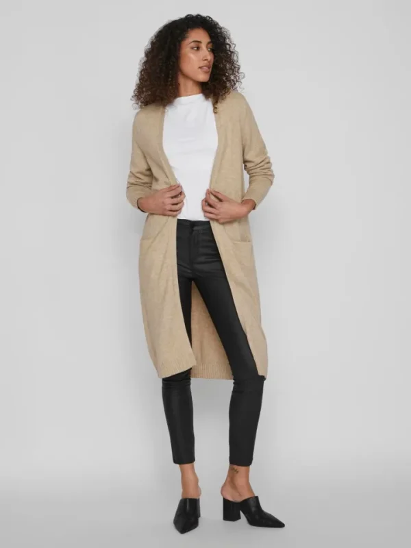 Vila Jumpers & Cardigans<Sian Longline Cardigan (Natural Melgane)