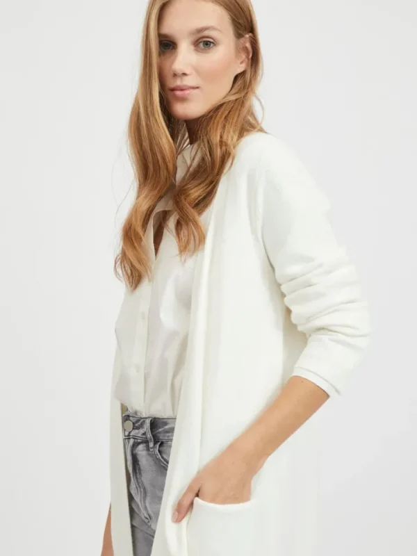Vila Jumpers & Cardigans<Sian Longline Cardigan (White)