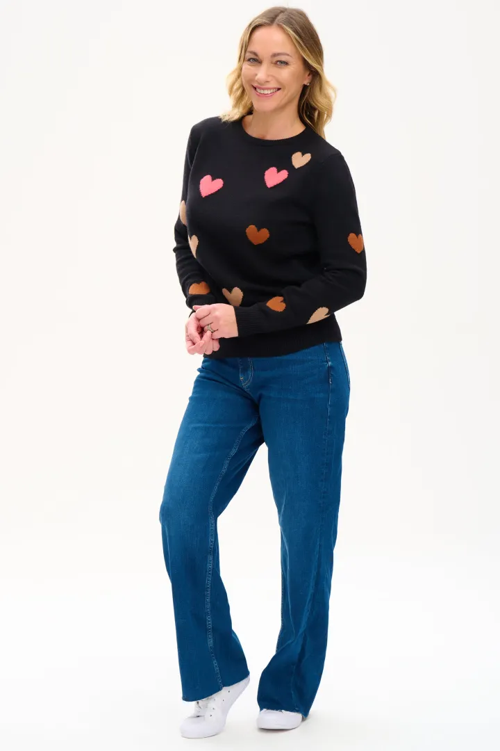 stacey_jumper__black_scat_0.webp Sugarhill Jumpers & Cardigans<Stacey Jumper - Black, Scattered Hearts