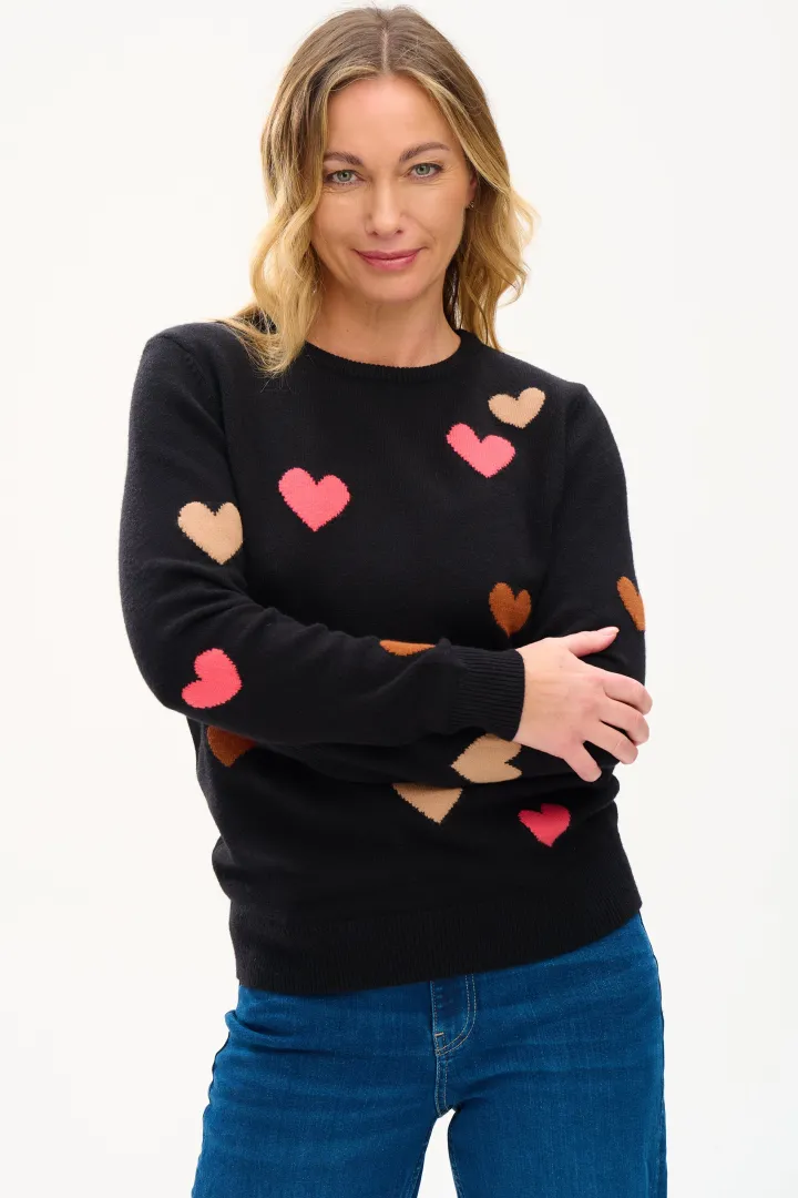 stacey_jumper__black_scat_3.webp Sugarhill Jumpers & Cardigans<Stacey Jumper - Black, Scattered Hearts