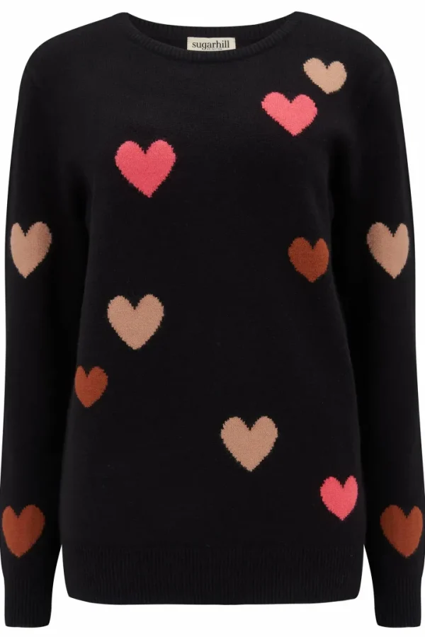 Sugarhill Jumpers & Cardigans<Stacey Jumper - Black, Scattered Hearts