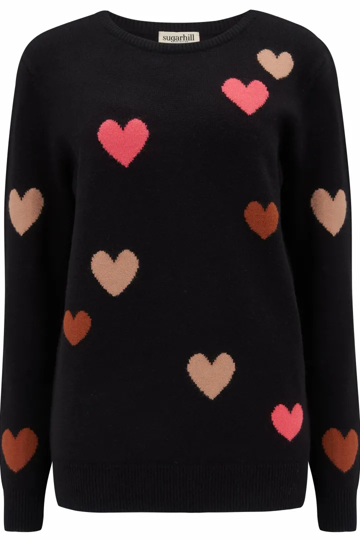 stacey_jumper__black_scat_5.webp Sugarhill Jumpers & Cardigans<Stacey Jumper - Black, Scattered Hearts