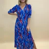 Kate & Pippa Occasionwear<Streasa Dress (Blue/Red)