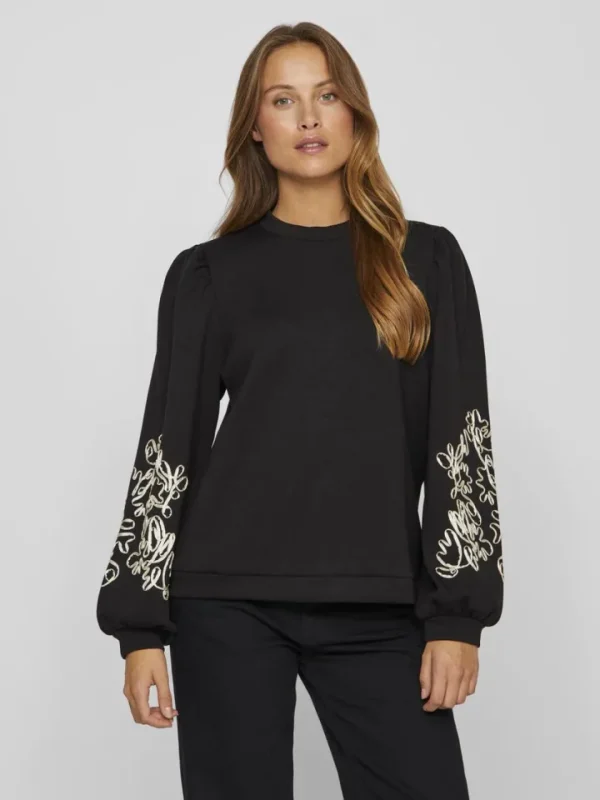 Vila Hoodies & Sweatshirts | Jumpers & Cardigans<Sybil Embroidered Sweater ( Beauty/Birch)