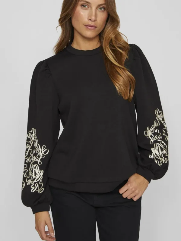 Vila Hoodies & Sweatshirts | Jumpers & Cardigans<Sybil Embroidered Sweater ( Beauty/Birch)