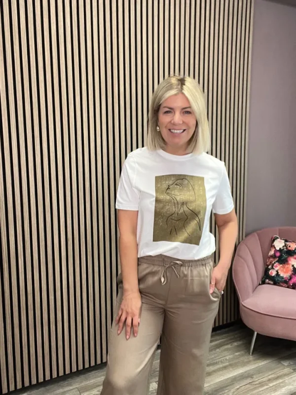 Vila T-Shirts<Sybil Line O-Neck T-Shirt (Snow White/Khaki)