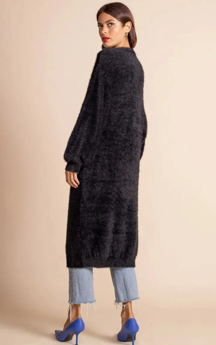 taylor_longline_cardigan__3.webp Dancing Leopard Jumpers & Cardigans<Taylor Longline Cardigan (Black)
