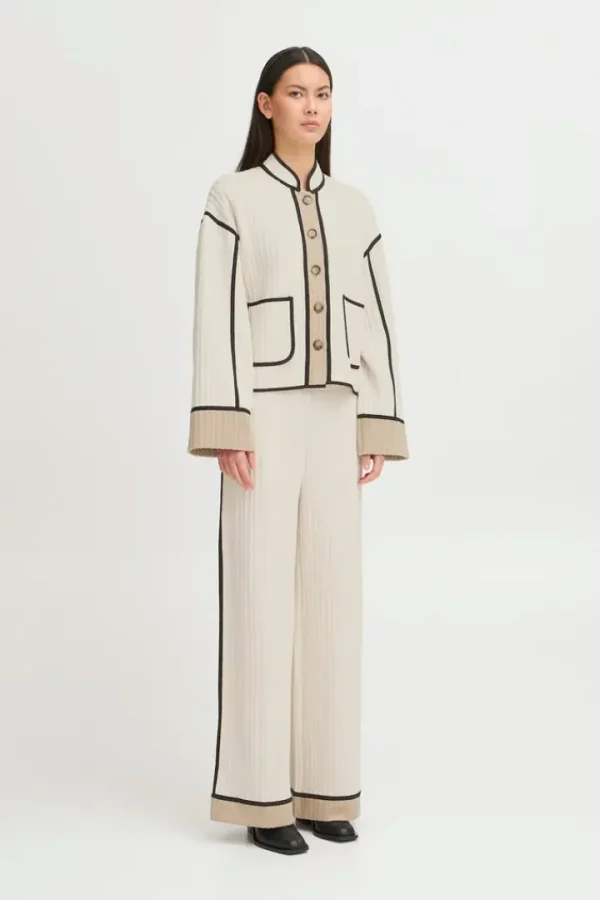 Ichi Jumpers & Cardigans<Tessa Quilted Cardigan (Almond Milk)