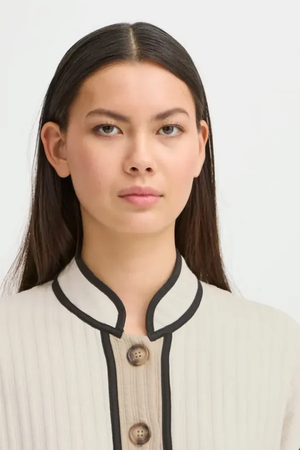Ichi Jumpers & Cardigans<Tessa Quilted Cardigan (Almond Milk)