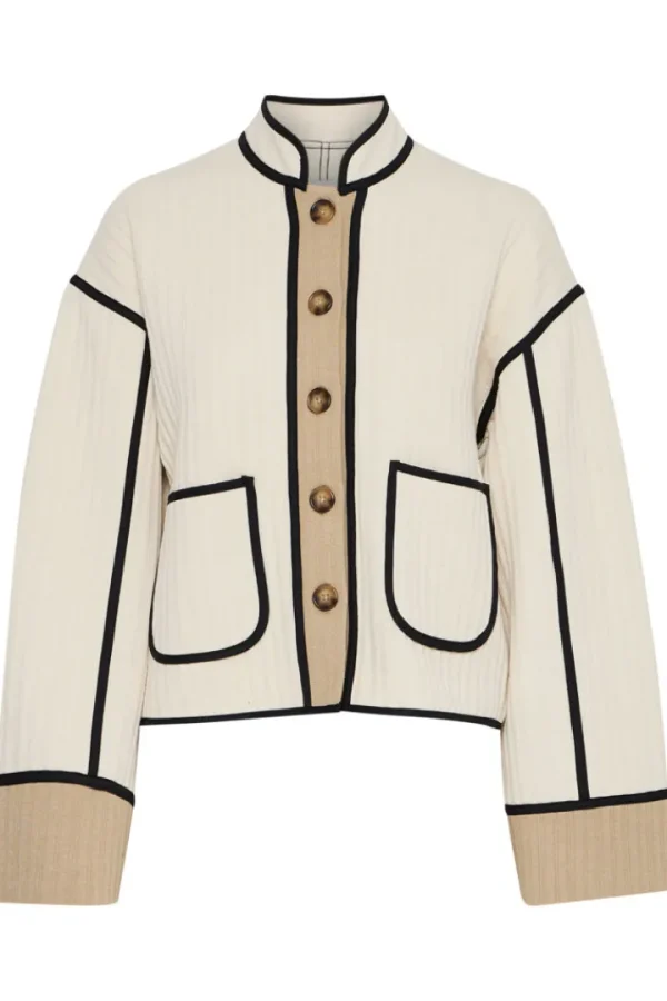 Ichi Jumpers & Cardigans<Tessa Quilted Cardigan (Almond Milk)