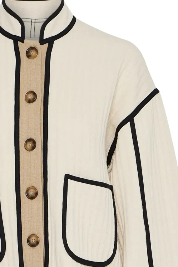 Ichi Jumpers & Cardigans<Tessa Quilted Cardigan (Almond Milk)