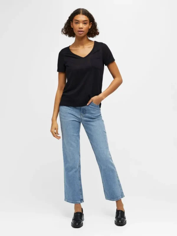 Object T-Shirts<TESSI V NECK T-SHIRT (BLACK)