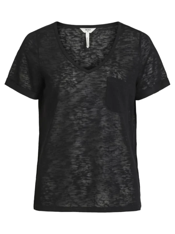Object T-Shirts<TESSI V NECK T-SHIRT (BLACK)