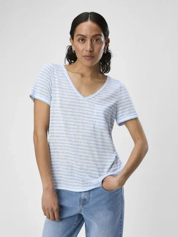 Object T-Shirts<Tessi V-Neck T-Shirt (White/Brunnera Blue)