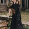 Hope & Ivy Occasionwear | Dresses<The Artemis Embellished Maxi Wrap Dress (/Gold)