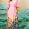 Hope & Ivy Occasionwear | Dresses<The Iris Printed Flutter Sleeve Maxi Wrap Dress