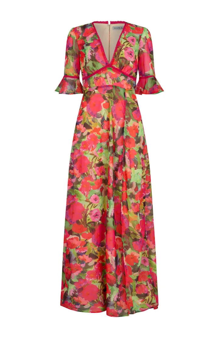 the_isla_frill_sleeve_thi_6.webp Hope & Ivy Occasionwear<The Isla Frill Sleeve Thigh Split Open Back Midi Dress (Red/Green)