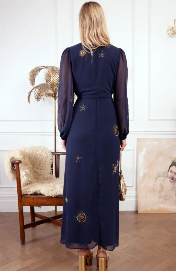Hope & Ivy Occasionwear | Dresses<The Kai Embellished Blouson Sleeve Wrap Dress